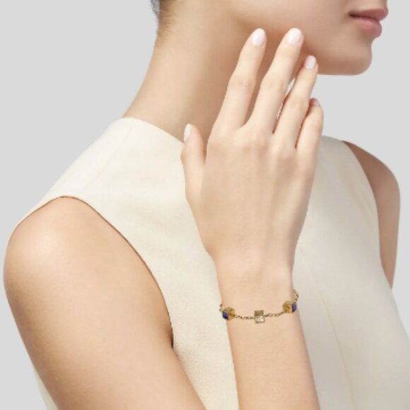 Louis Vuitton Crystal Gamble Station Bracelet 8" 100% Authentic Gold Plated - Picture 9 of 9